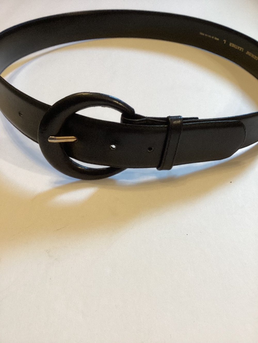 Vintage Magid Black Genuine Leather Wide Belt Size L 80s Round Buckle 4008